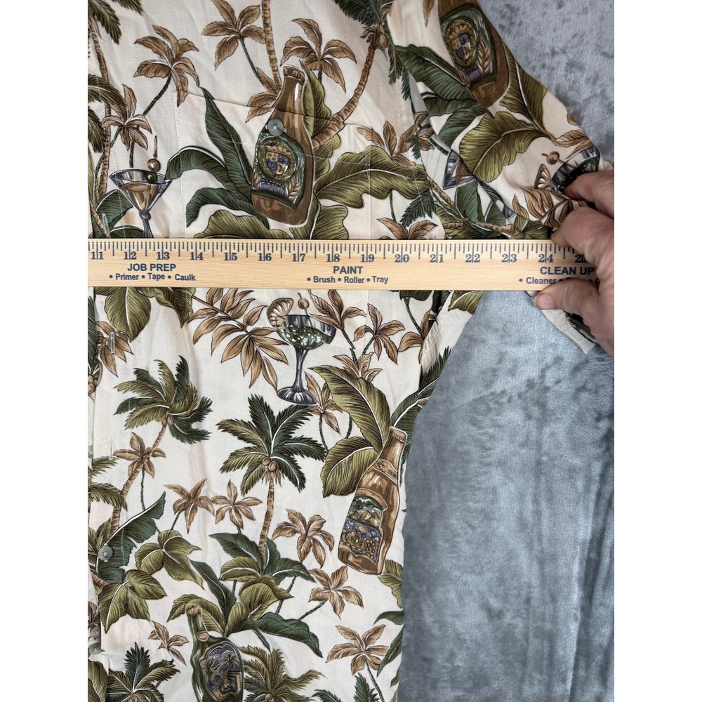 Caribbean Joe Mens Medium Floral Palm Tropical Rayon Button Down Camp Shirt - Picture 11 of 13
